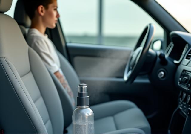 Desinfección de interior de vehículo para eliminar alérgenos.